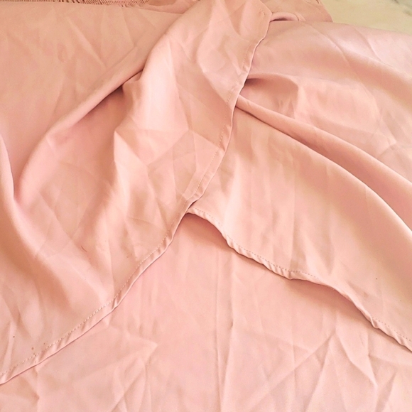 Zattcas Smocked Maxi High/Low Short Sleeve Vneck Flowy Dress in Pink Size XL - Picture 13 of 15